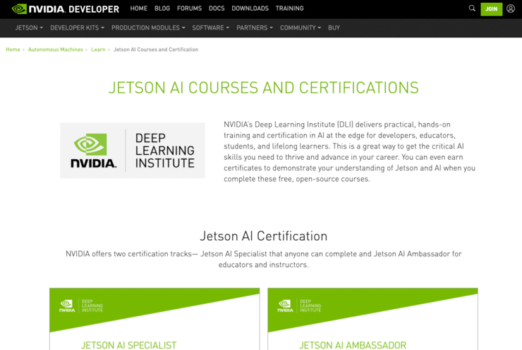 Jetson AI Courses and Certification by NVIDIA